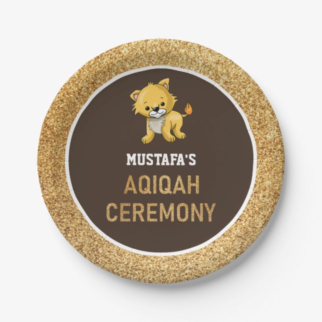 Cute Baby Lion Aqiqah Paper Plate (Front)