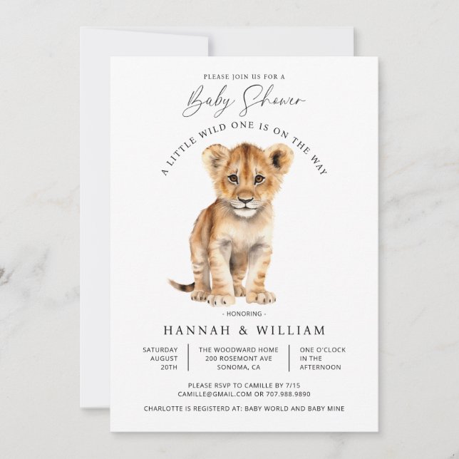 Cute Baby Lion Baby Shower Gender Neutral  Invitation (Front)