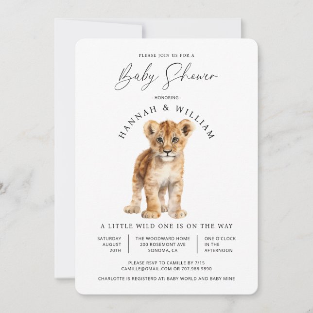 Cute Baby Lion Baby Shower Gender Neutral  Invitation (Front)