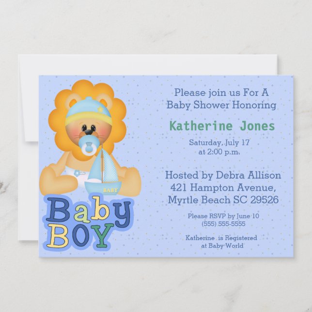 Cute Baby lion Baby Shower Invitation (Front)