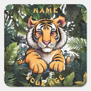 Cute Baby Lion Children's  Square Sticker