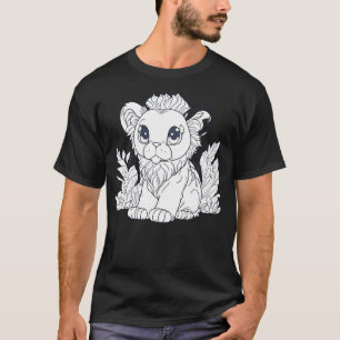 Cute baby lion colouring book kids clean line art T-Shirt