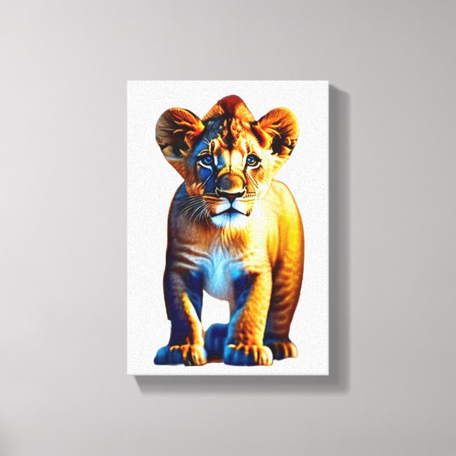 Cute Baby Lion Cub Art for Wildlife Lovers Canvas Print (Front)