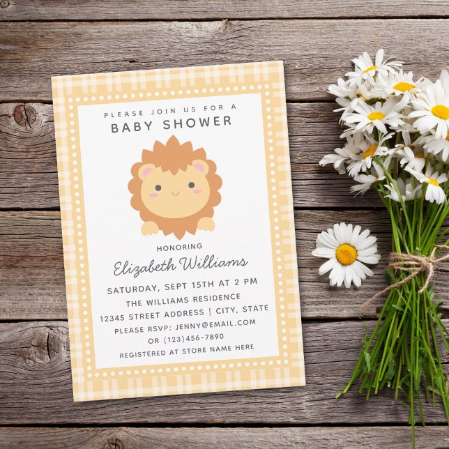 Cute Baby Lion Cub Gender Neutral Baby Shower Invitation (Creator Uploaded)