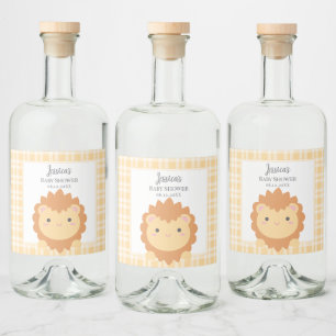 Cute Baby Lion Cub Gender Neutral Baby Shower Liquor Bottle Label
