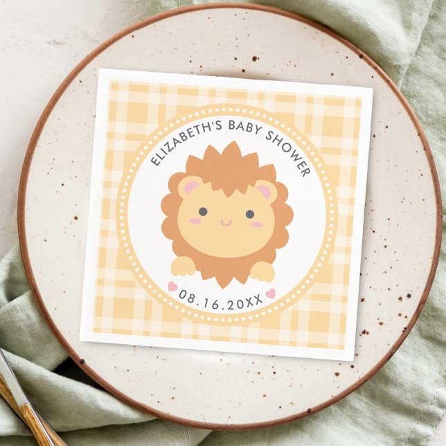 Cute Baby Lion Cub Gender Neutral Baby Shower Napkin (Creator Uploaded)