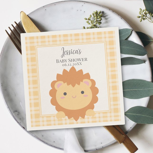 Cute Baby Lion Cub Gender Neutral Baby Shower Napkin (Creator Uploaded)