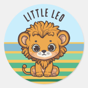 Cute baby lion cub - little Leo Classic Round Sticker