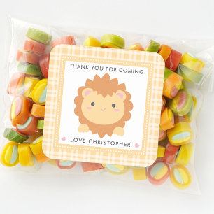 Cute Baby Lion Cub Wild One Boy First Birthday Square Sticker