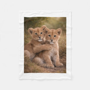 Cute Baby Lion Cubs Cuddling Throw Blanket