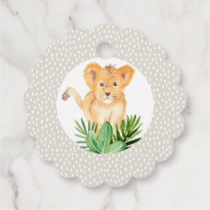 Cute Baby Lion Jungle Thank You Birthday Favour Favour Tags