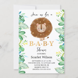Cute Baby Lion King Baby Shower Invitation