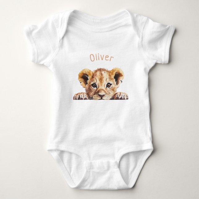 Cute Baby Lion Personalised Bodysuit (Front)