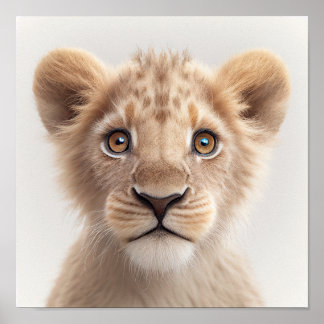 Cute Baby Lion Portrait |  Square 1:1 Poster
