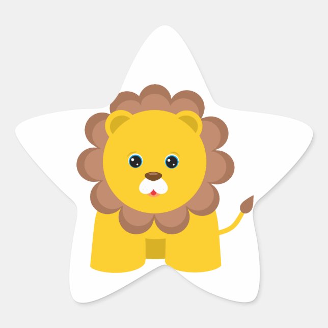 Cute Baby Lion Star Sticker (Front)