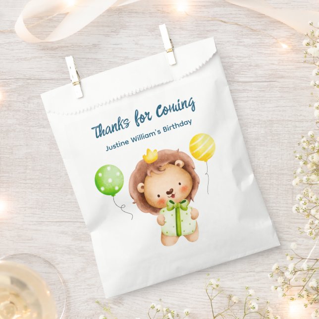 Cute Baby Lion, Thank You Party Favour Bags (Clipped)