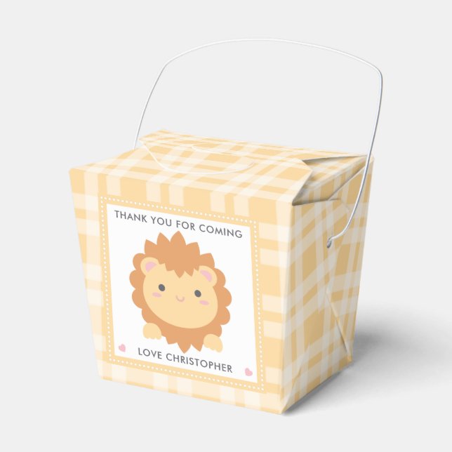 Cute Baby Lion Wild One Boy First Birthday Party Favour Box (Front Side)