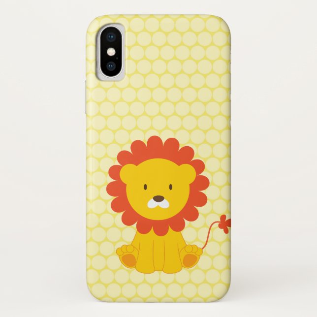 Cute Baby Lion Yellow Polka Dot Pattern Case-Mate iPhone Case (Back)