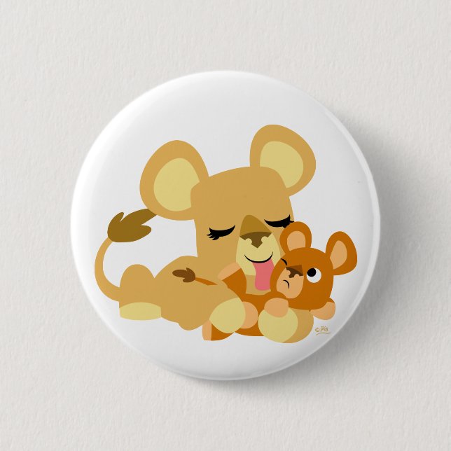 Cute Baby Lion's Bath 6 Cm Round Badge (Front)