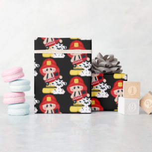 Cute baby little fireman tiled wrapping paper