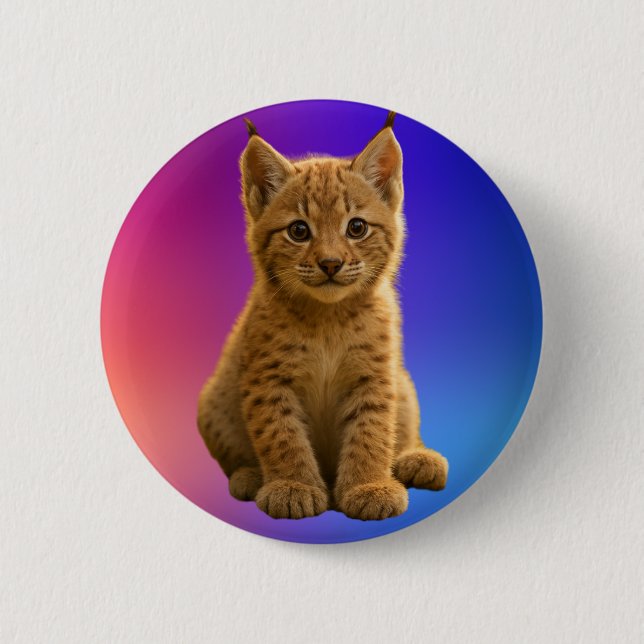 Cute Baby Lynx 6 Cm Round Badge (Front)