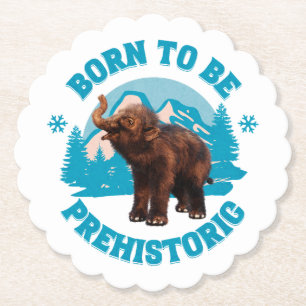 Cute Baby Mammoth Prehistoric Kids Birthday Paper Coaster