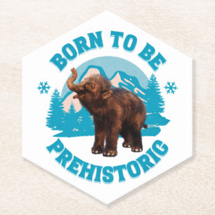 Cute Baby Mammoth Prehistoric Kids Birthday Paper Coaster