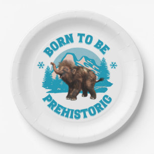 Cute Baby Mammoth Prehistoric Kids Birthday Paper Plate