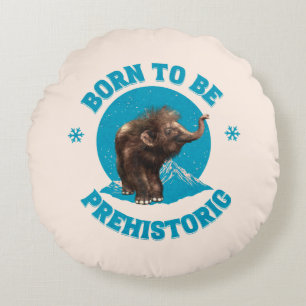 Cute Baby Mammoth Prehistoric Kids Birthday Round Cushion