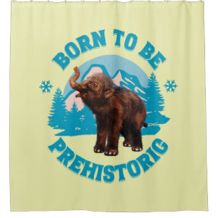 Cute Baby Mammoth Prehistoric Kids Birthday Shower Curtain