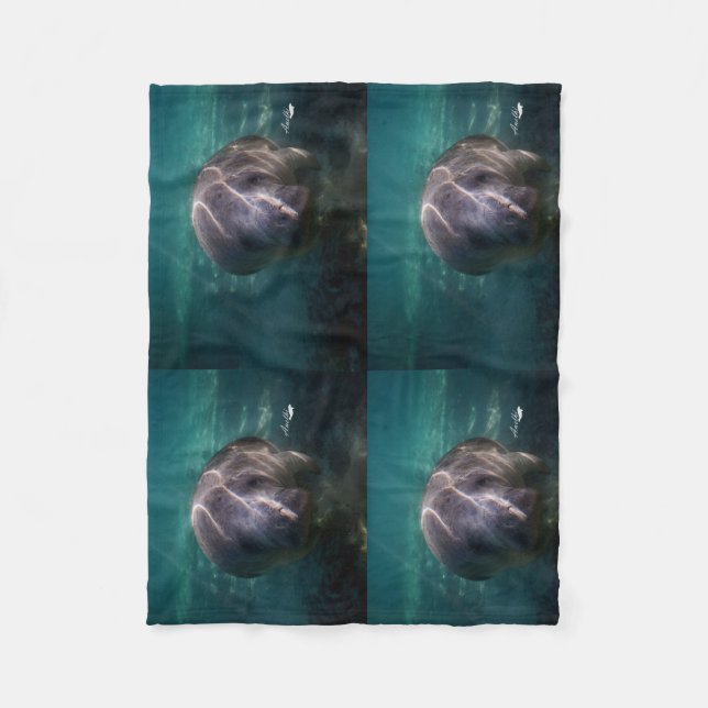 Cute baby manatee fleece blanket (Front)