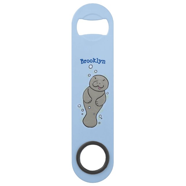 Cute baby manatee with bubbles illustration (Front)