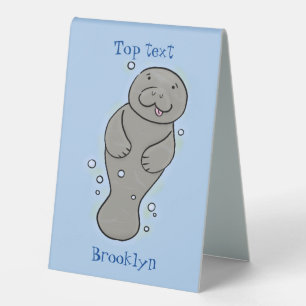 Cute baby manatee with bubbles illustration