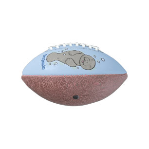 Cute baby manatee with bubbles illustration american football