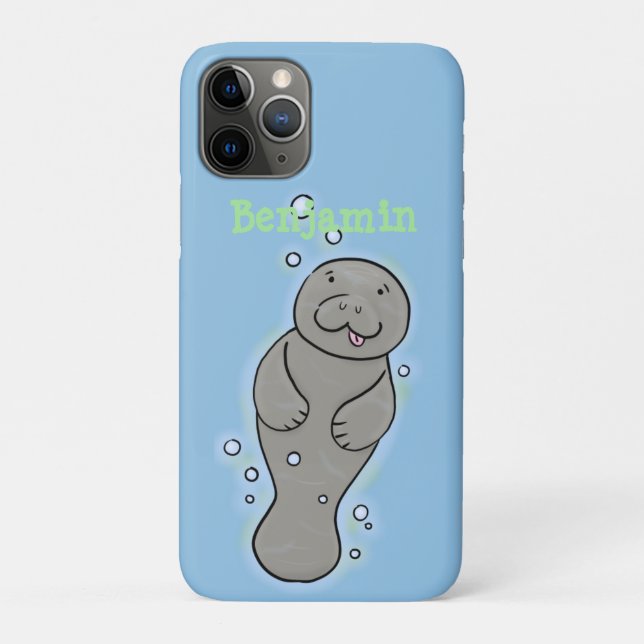 Cute baby manatee with bubbles illustration Case-Mate iPhone case (Back)