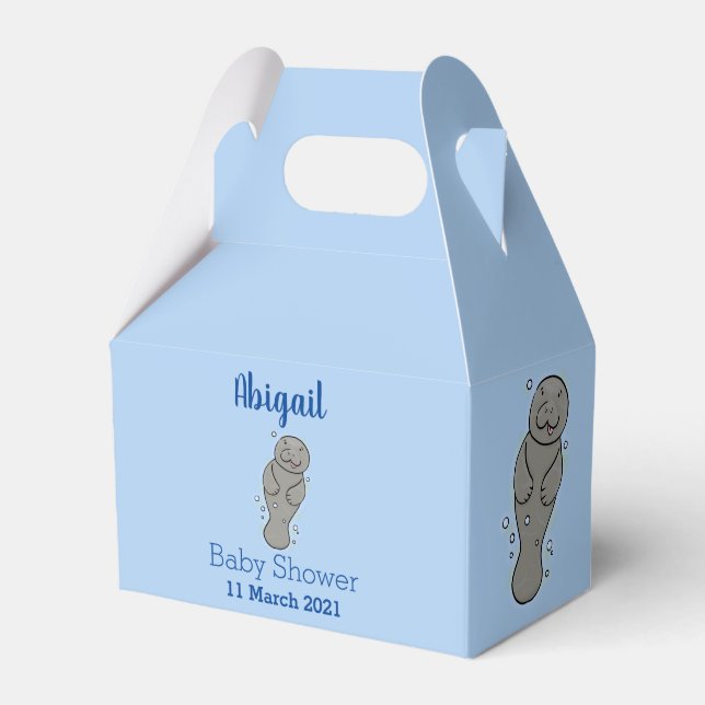 Cute baby manatee with bubbles illustration favour box (Front Side)