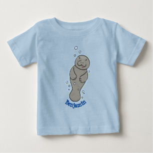 Cute baby manatee with bubbles illustration T-Shirt