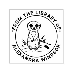 Cute Baby Meerkat Standing Library Book Name Self-inking Stamp