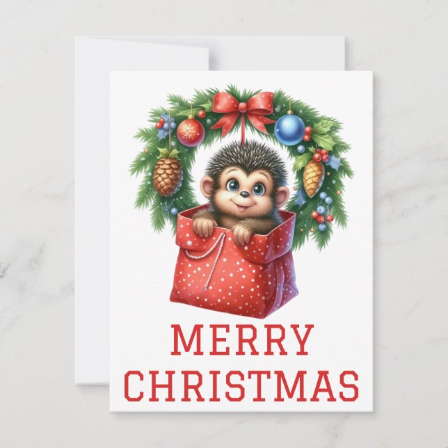 Cute Baby Monkey Christmas Card (Front)