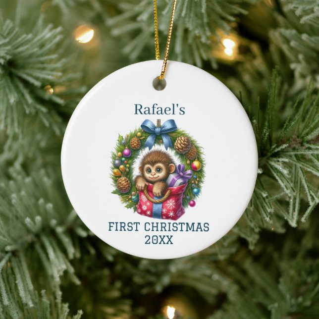 Cute Baby Monkey Christmas Ceramic Tree Decoration (Tree)