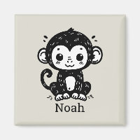 Cute Baby Monkey Drawing - Kawaii Nursery Art