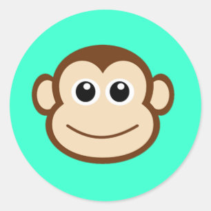 Cute Baby Monkey Face Classic Round Sticker