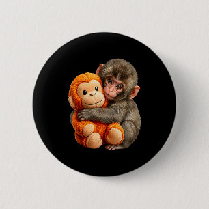 Cute baby monkey named punch plush hugging loverCu 6 Cm Round Badge