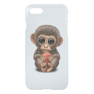 Cute Baby Monkey Playing With Basketball iPhone SE/8/7 Case