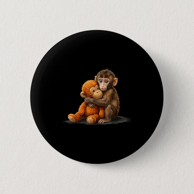 Cute baby monkey punch meme  6 cm round badge (Front)