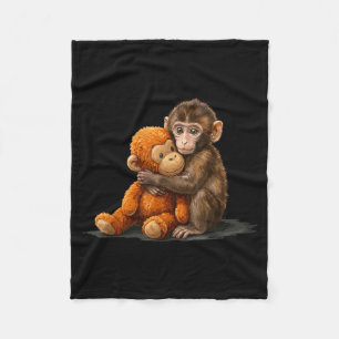 Cute baby monkey punch meme fleece blanket
