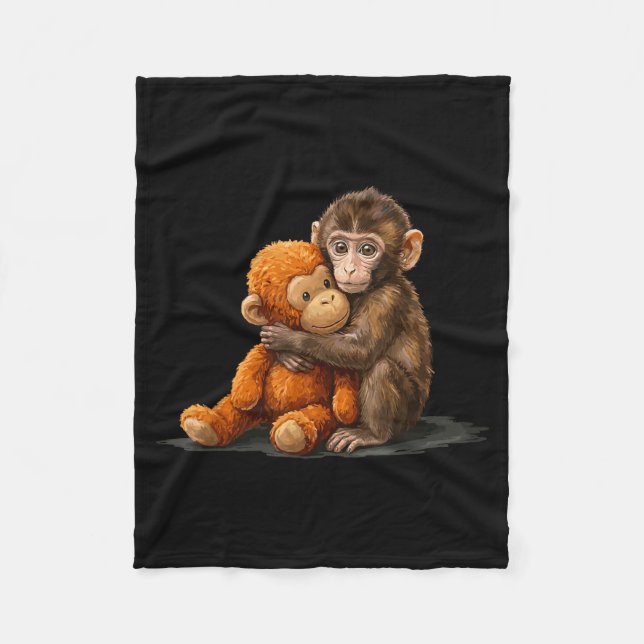 Cute baby monkey punch meme  fleece blanket (Front)