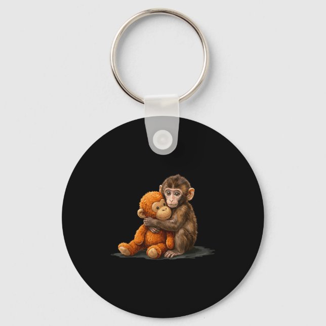 Cute baby monkey punch meme  key ring (Front)