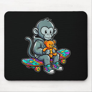 Cute baby monkey punch skater urban streetwear mouse mat