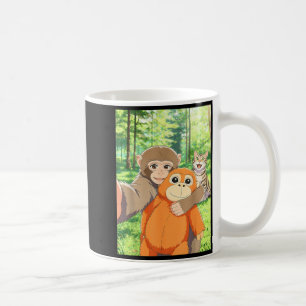 Cute Baby Monkey Selfie with Cat Meme Coffee Mug